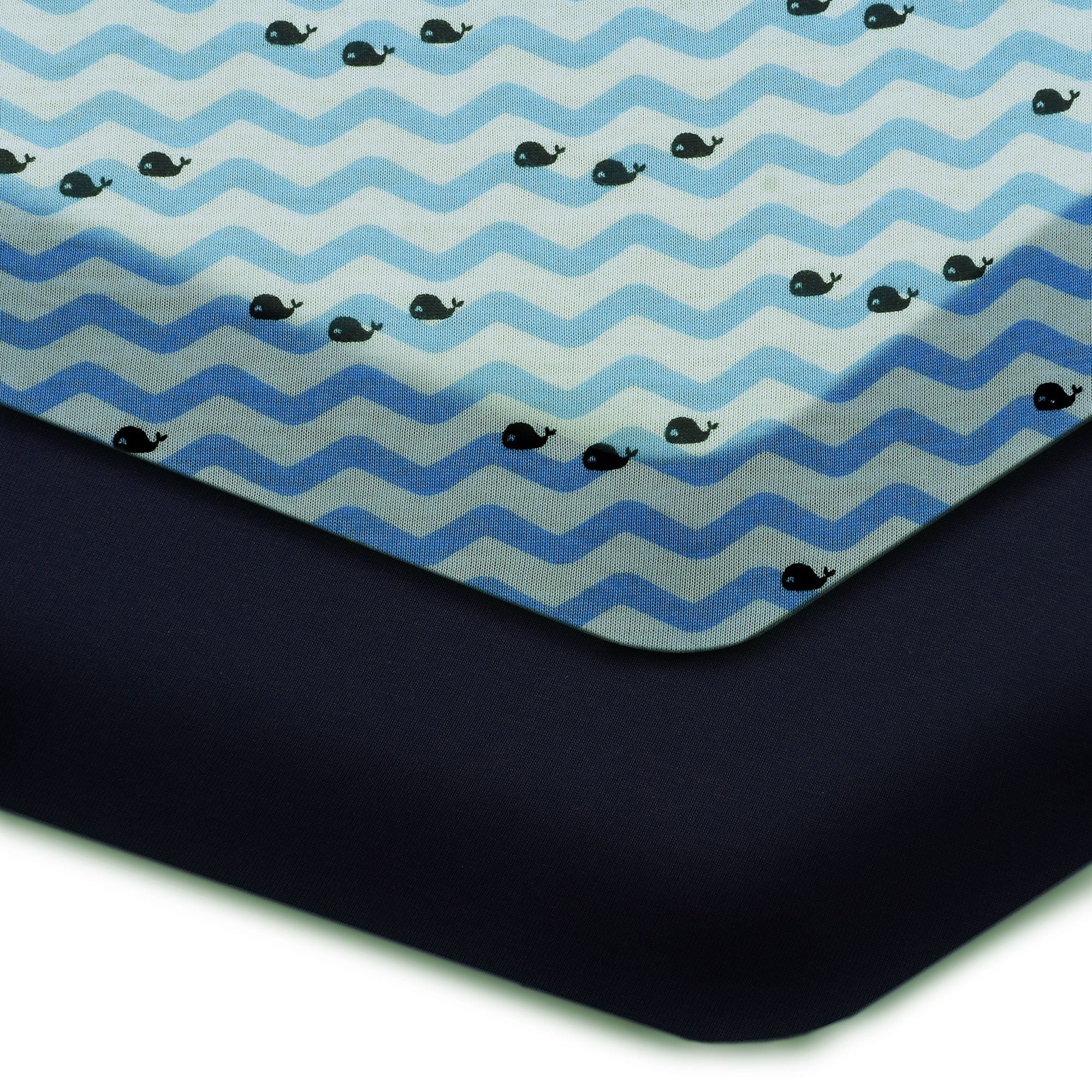 Auraa Baby Fitted Crib Sheets, Ocean Blue, 2pk