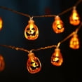 thumbnail image 1 of Guirnalda de luces de calabaza para Halloween: 4,5 m, 30 LED, funciona con pilas, ideal para decorar Halloween (luces naranjas), 1 of 5