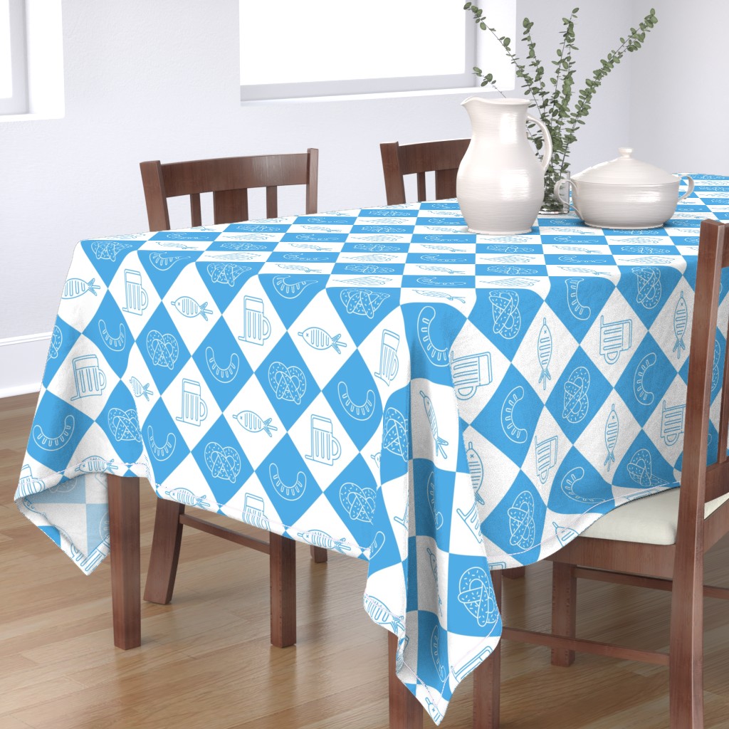 Cotton Sateen Tablecloth, 70" x 108" Checkered Foods Beer Laager