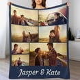 thumbnail image 3 of Custom Blanket with Photo Text Personalized Throw Blanket Customized Blanket for Her for Him Flannel Blankets Father's Day Mother's Day Birthday Valentines, Navy, 40"x50" Blankets, 3 of 5