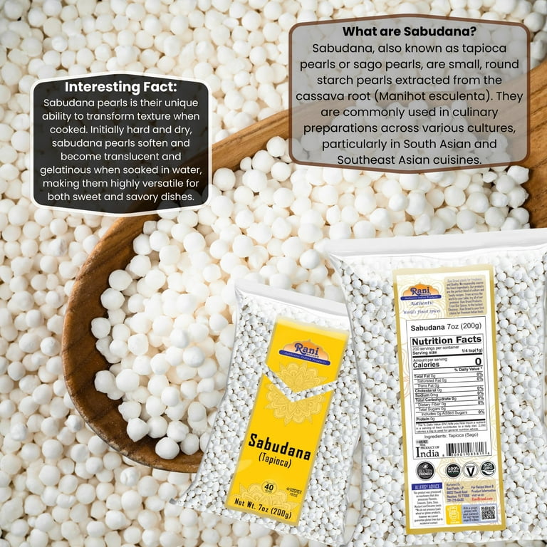 Rani Sabudana, Tapioca Sago Pearls 7oz 200g, All Natural, Vegan