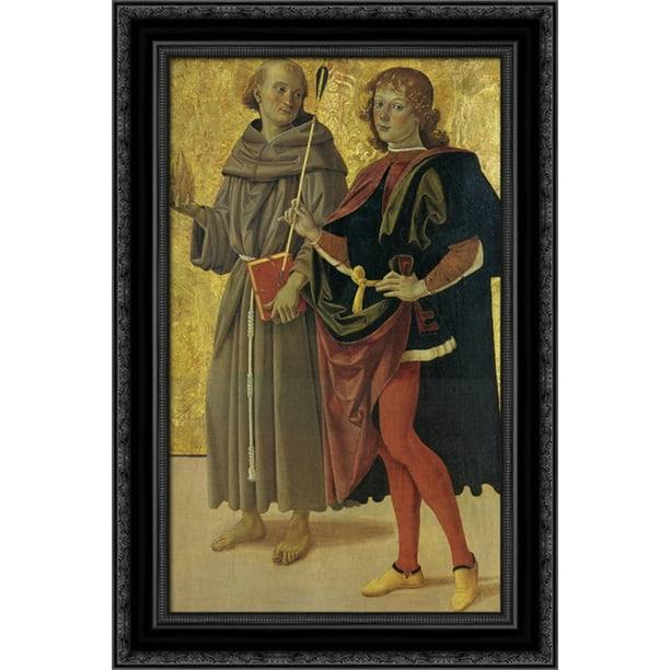 St. Anthony of Padua and St. Sebastian 19x24 Black Ornate Wood Framed