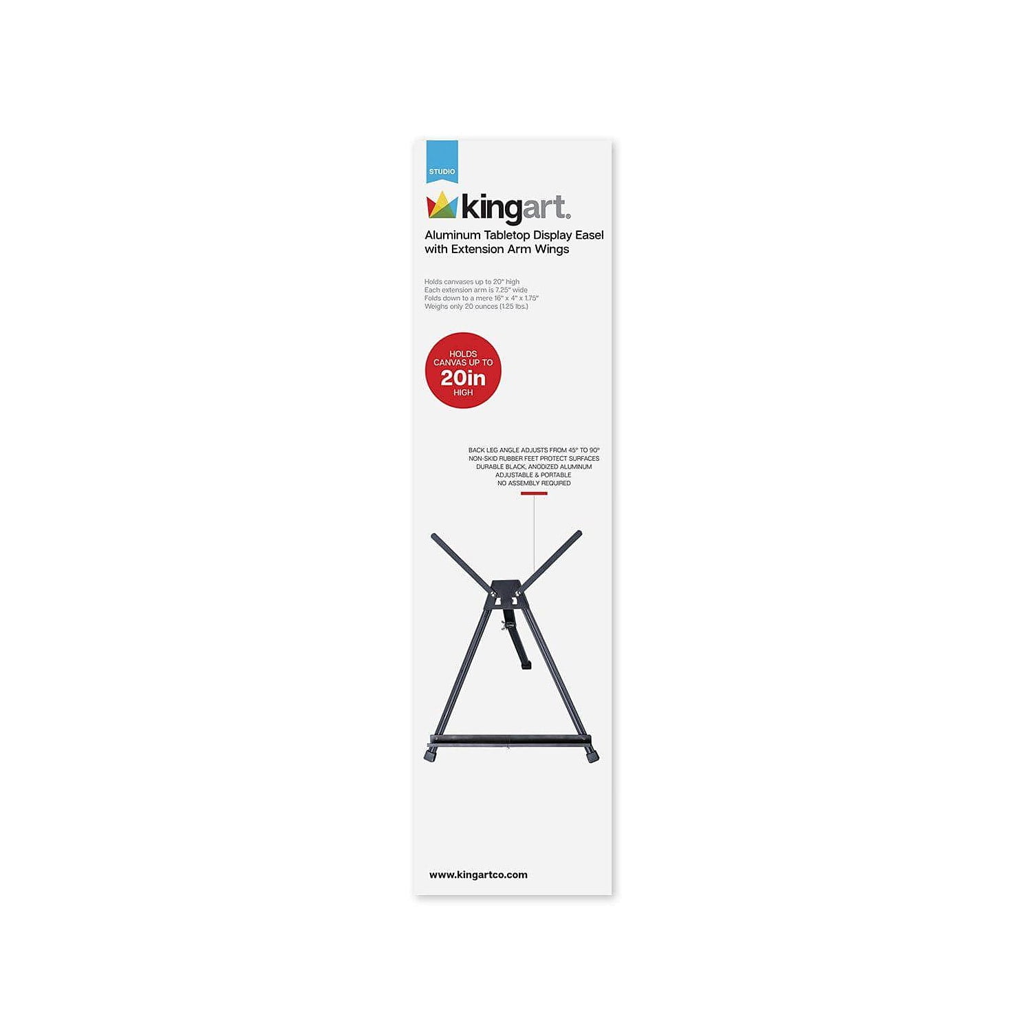 KINGART Studio Black Aluminum Tabletop Display Easel, Adjustable with Extension Arm Wings