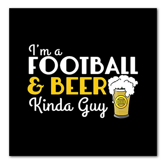 DistinctInk Custom Bumper Sticker - 6" x 6" Decorative Decal - Black Background - I'm a Football & Beer Kinda Guy