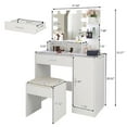 thumbnail image 7 of Smuxee Modern Drawer Vanity Set with Mirror and LED Lights,Makeup Dresser Table with 3 Shelves,White, 7 of 7