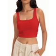 thumbnail image 3 of Women's Sleeveless Square Neck Crop Top - Cute Seamless Slim Fit Tank Top, Breathable Summer Casual Wear, XS-L, 3 of 6