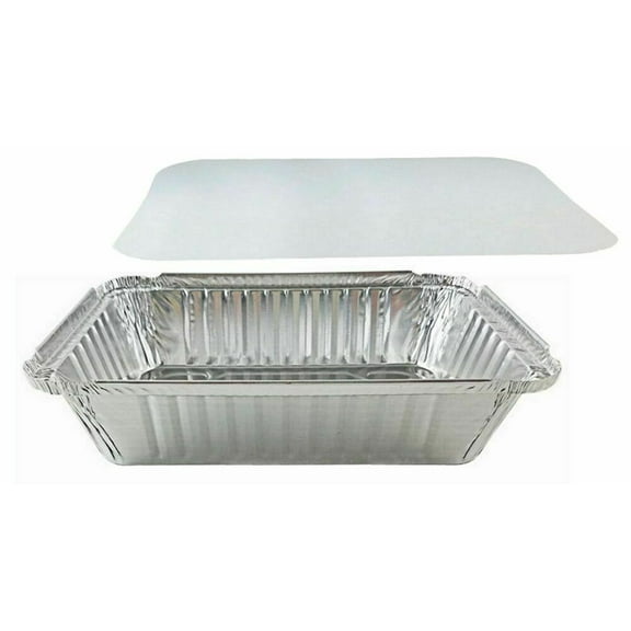 Handi-Foil 2 1/4 lb. Oblong Aluminum Take-Out Pan w/Board Lid Combo 250 Pack