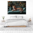 thumbnail image 6 of Mudket Leopard on Green Sofa with Orange Tree Canvas Wall Art, Vintage Tropical Luxury Wall Pictures for Living Room Print for Apartment Home Decor , Framed Ready to Hang - 12"L x 8"W, 6 of 9
