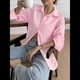 thumbnail image 5 of Camisas de Mujer con Botones, Camisas Formales A Rayas, Mangas Largas, Solapas, Camisas de Oficina, Blusas Polvo de M, 5 of 7