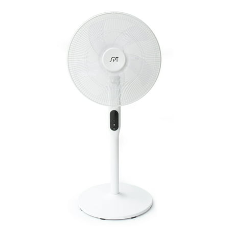Sunpentown - 16″ DC-Motor Energy Saving Stand Fan with Remote and Timer - Piano White