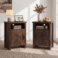 thumbnail image 3 of Furmax Farmhouse End Table, Nightstand Set of 2 with Barn Door and Shelf, Side Table for Living Room Bedroom, Dark Brown, 3 of 8