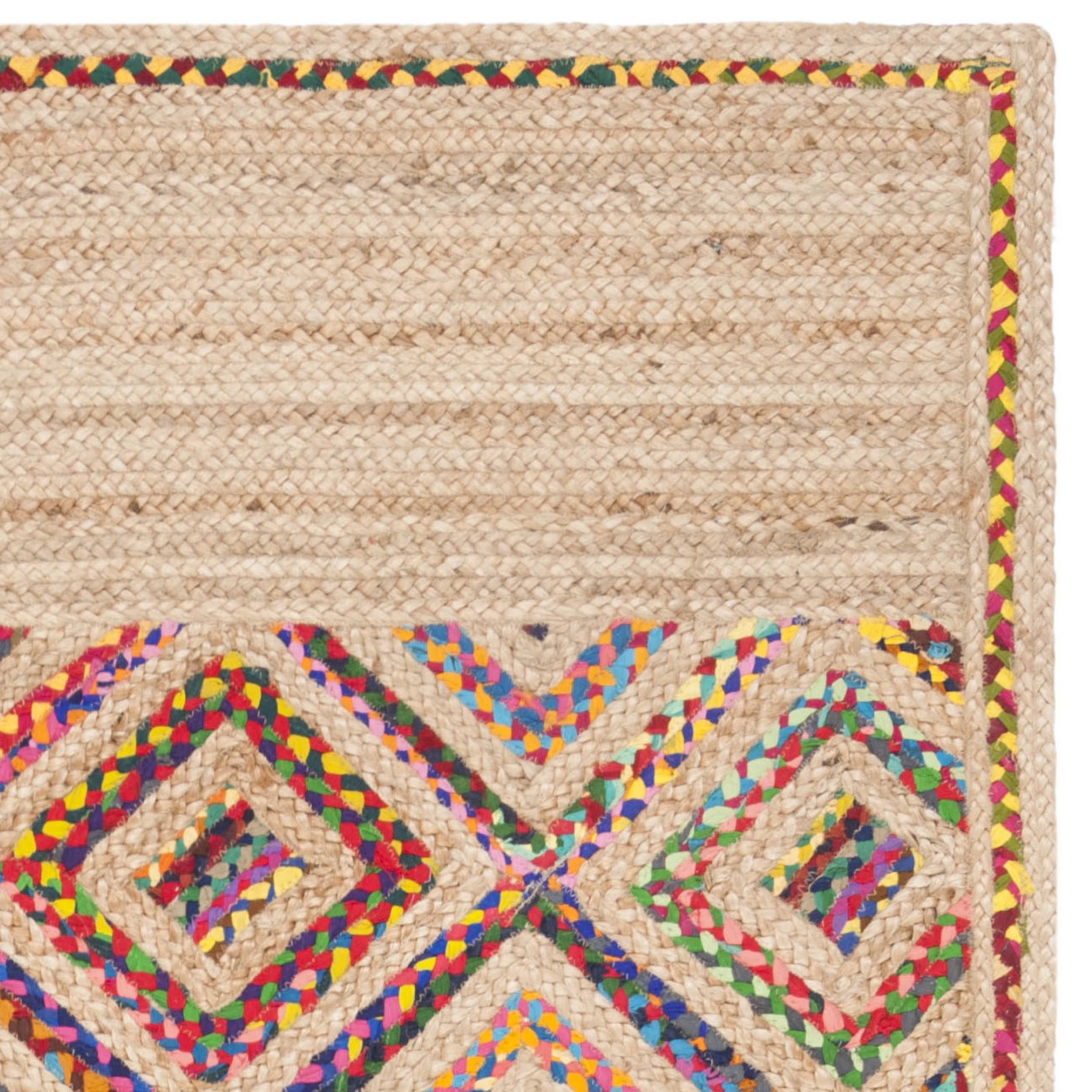 SAFAVIEH Natural Fiber Codie Geometric Braided Area Rug, Natural/Multi, 8' x 10'