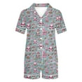 thumbnail image 5 of Idoravan christmas pajamas for women button up pajamas women plus size Women Christmas Printed Stand Up Collar Pocket Short Sleeved Top Shorts Home Wear Pajama Set Light Blue S, 5 of 9