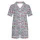 thumbnail image 5 of Conjunto de pijama para mujer, de poliéster, con top y pantalones cortos de manga corta, cuello alto y bolsillo con estampado navideño., 5 of 9