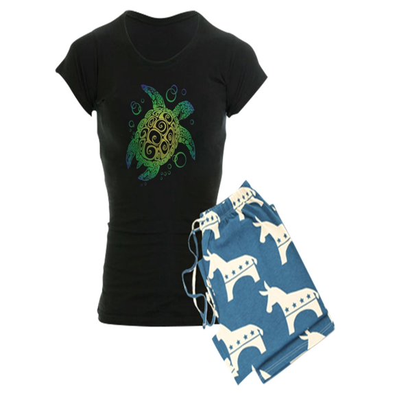 CafePress - Tribal Turtle Green - Women's Dark Pajamas