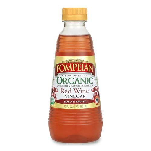 Pompeian Gourmet Organic Red Wine Vinegar, Unfiltered & Unpasteurized, Perfect For Marinades, Salad Dressings & Sauces, 16 Fl. Oz. - Pack of 2