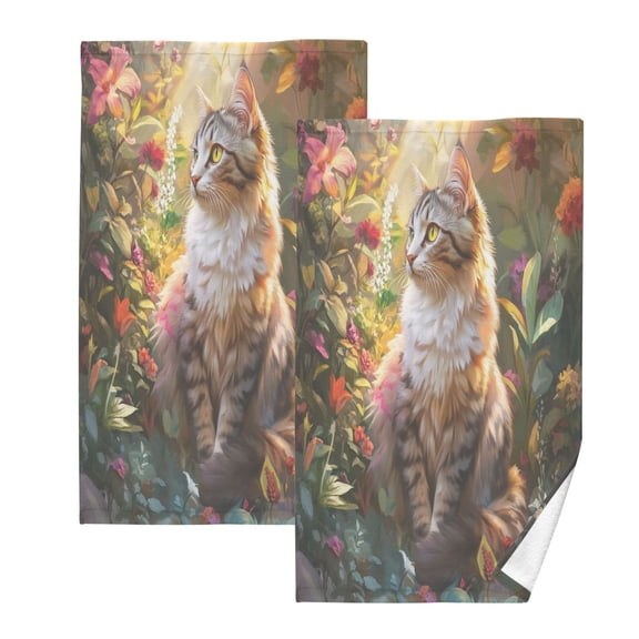 BZSMCE Face Towel Hand Towel Bath Towel Cotton Bath Towel Sets Hand Bath Towels Fashion Radiant Feline in Bloom Pattern