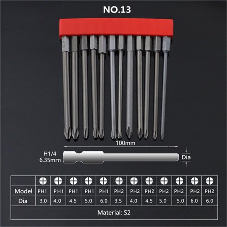 

12PCS Screwdriver bit Set with Magnetic Alloy Steel Electric Screwdriver Bit