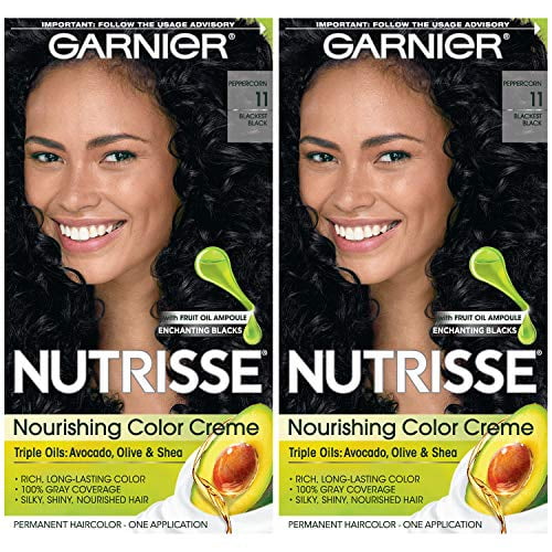 Garnier Hair Color Nutrisse Nourishing Creme, 11 Blackest Black, 2 Count -  