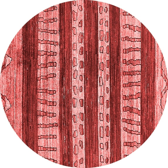 Ahgly Company Machine Washable Indoor Round Abstract Red Modern Area Rugs, 5' Round