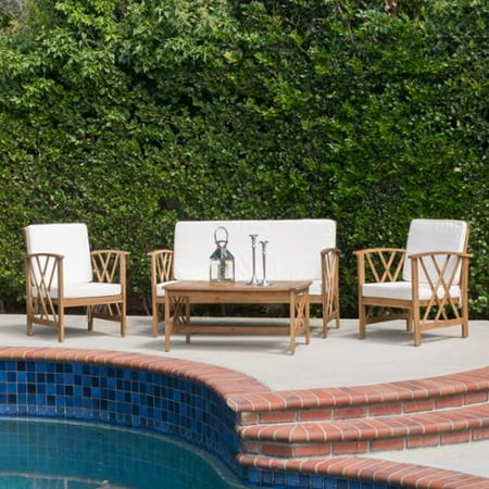 Denise Austin Home Zale Outdoor 4-Piece Chat Set with Cushions