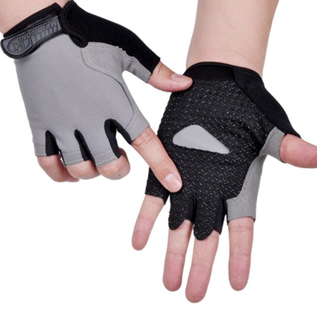 Guantes deportivos de gimnasio para hombre y mujer, manoplas antideslizantes de medio dedo para entrenamiento corporal y levantamiento de pesas Fivean Guantes deportivos