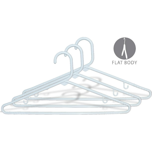 White Plastic Tubular Top Hanger with Fixed Bar, Box of 72 Space Saving