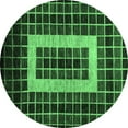 thumbnail image 1 of Ahgly Company Indoor Round Abstract Emerald Green Modern Area Rugs, 3' Round, 1 of 4