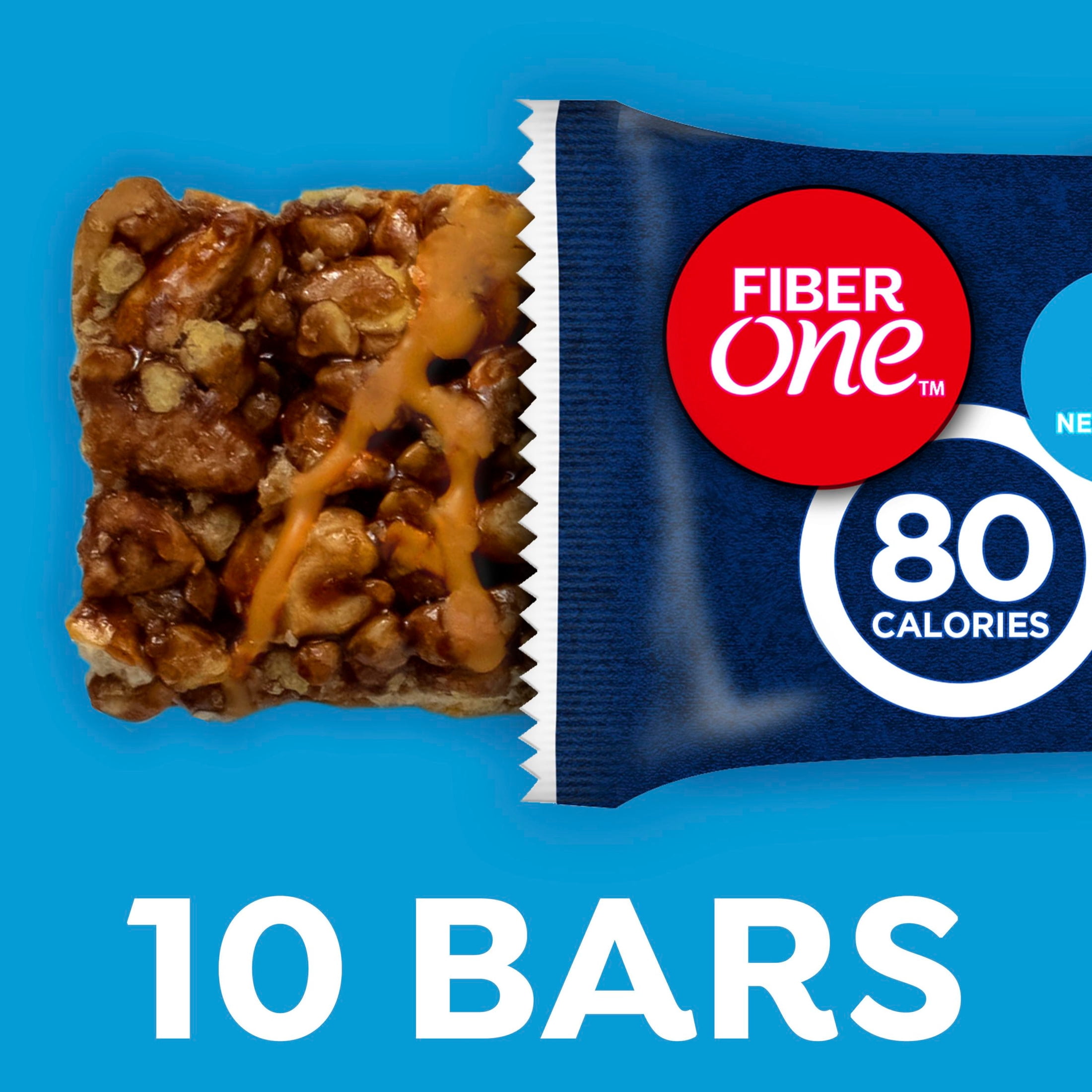 (2 pack) Fiber One 80 Calorie Chewy Bars, Chocolate Peanut Butter, Snack Bars Value Pack, 10 Ct, 8.2 oz
