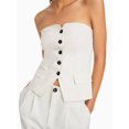 thumbnail image 4 of Sleeveless Women's Sexy Plunge Vest Jacket Button Fitted Strapless Work Suit Tank Top, 4 of 7