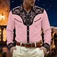 thumbnail image 2 of Western Style Print Design Long Sleeve Casual Shirt for Outdoor Country Wear Pink S, 2 of 4