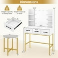 thumbnail image 3 of Costway Vanity Desk with Mirror Lights Power Outlets 4 Open Shelves 3 Storage Drawers, 3 of 10