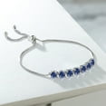 thumbnail image 3 of Gem Stone King 925 Sterling Silver Blue Created Sapphire Adjustable Tennis Bracelet for Women (2.45 Cttw, Round Cut 4.5MM, Fully Adjustable up to 9 inch), 3 of 4