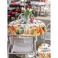 thumbnail image 4 of Outdoor Tablecloth with Umbrella Hole and Zipper, Hello Autumn Round Table Cloth 60 Inch Waterproof Tablecloth, Orange Thanksgiving Fall Pumpkins Maple Leaf Picnic Table Cover for Patio Camping, 4 of 7