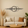 thumbnail image 3 of Modern Geometric Metal Wall Art – Abstract Circle Sculpture, Minimalist Wall Decor for Living Room, Bedroom, Office – 3D Metal Design, Large Contemporary Wall Hanging – Gold or Black Finish (40"x12"), 3 of 6