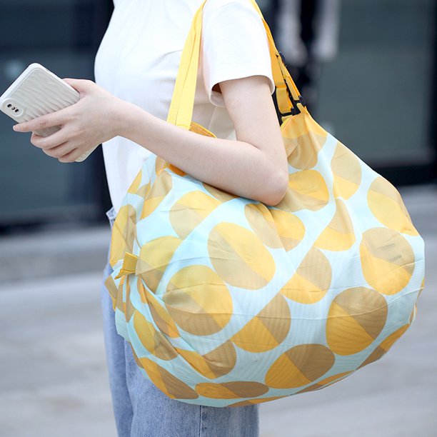 Bolsa de compras de órgano para supermercado, bolsa de rollo de primavera portátil, bolsa de almacenamiento de gran capacidad, bolsa de compras plegable