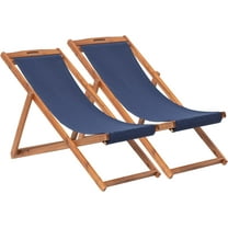 CL.HPAHKL Set of 2 Outdoor Beach Sling Chairs, Folding Patio Chair Adjustable Height, Portable Reclining Beach Chair for Beach Pool Side Balcony and Yard, Blue