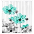 thumbnail image 3 of Unique Floral Shower Curtain for Bathroom Decor, Teal and Gray Daisy Flower Elegant Wildflower Design Farmhouse Shower Curtains with Hooks, 3 of 3
