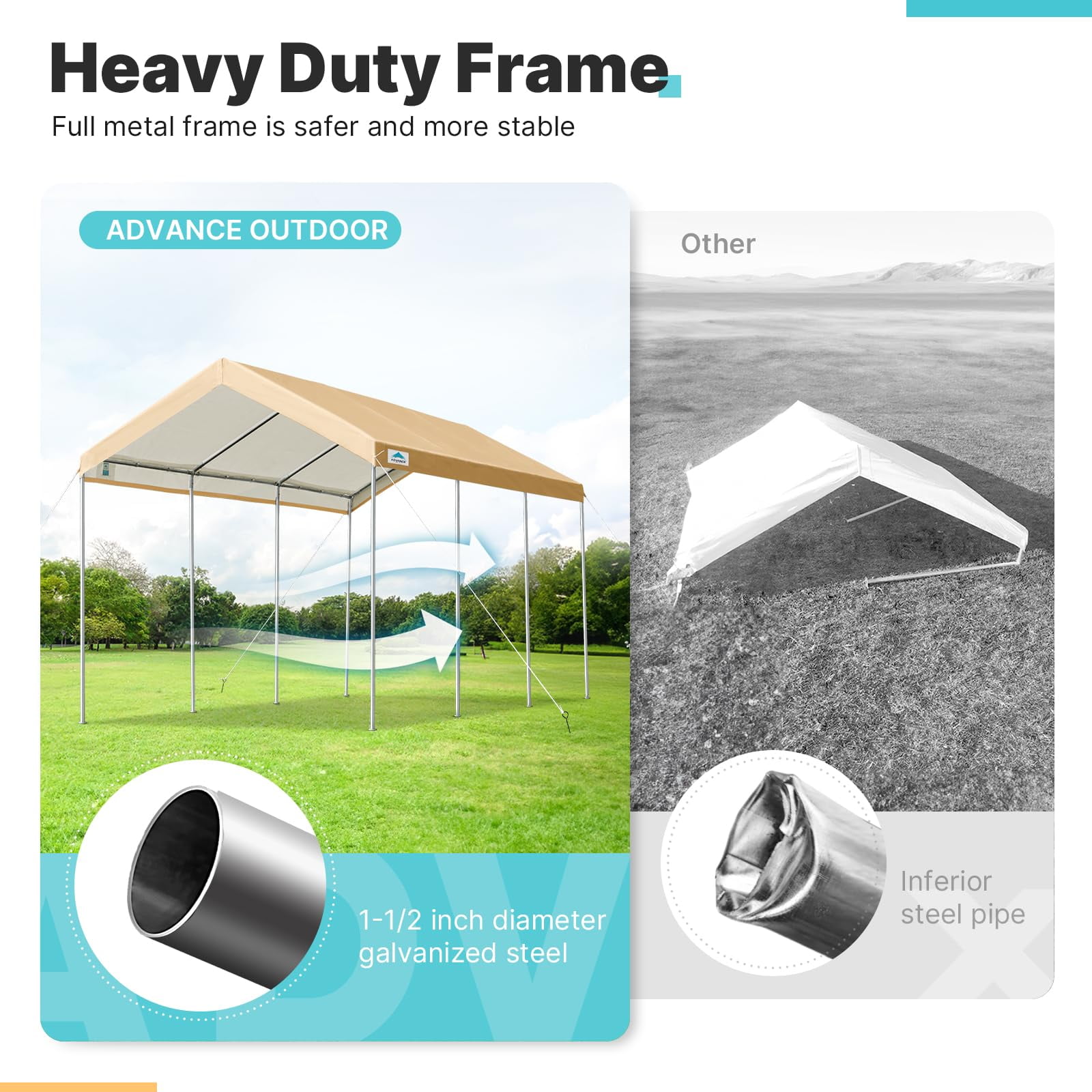 ADVANCE OUTDOOR Adjustable 10' x 20' x 10.8' Beige Carport