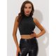 thumbnail image 3 of INSPIRE CHIC Camiseta sin mangas con cuello alto y purpurina para mujer Negro XS, 3 of 5