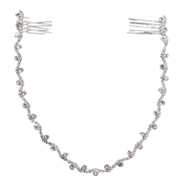 Miangastore Silver Rhinestone Hair Comb for Wedding Decor Elegant Design with Zinc Alloy Material