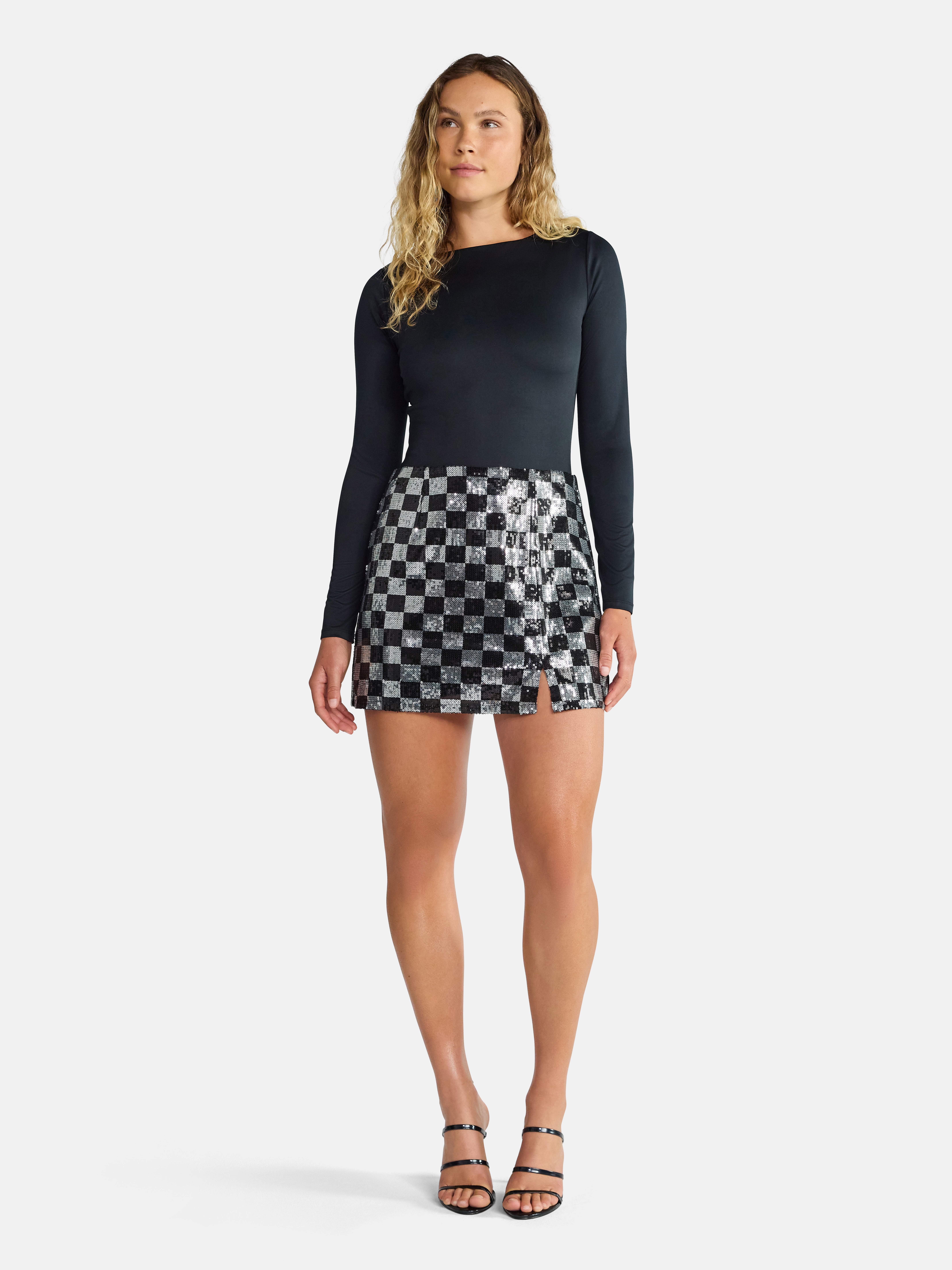 Checkerboard Sequin Skirt