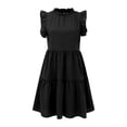 thumbnail image 4 of B91xZ Robe Tunique d'Été pour Femme Décontractée Coupe Ample Robe Évasée Cache-Ventre avec Poches, Noir TG, 4 of 5
