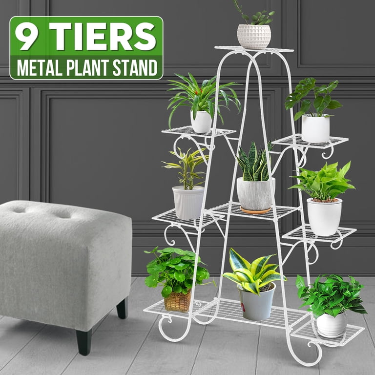 9 Potted Metal Plant Stand - Indoor Outdoor Multiple Flower Pot Holder  Shelf Plant Stander Plant Holder Plant Storage Stand for Patio Garden  Corner Balcony Living Room - Walmart.com
