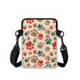 thumbnail image 2 of FUIALDOLG Stretch Polyester Crossbody Purse with Zipper Portable Coin Bag for Travel, Christmas Paw Print Pattern Over Shoulder Wallet, 2 of 8