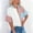 White, variant on Aloohaidyvio Tops Plus Size,Fashion Women Causal Button Patchwork Blouse Short Sleeve T-Shirt Summer Tops