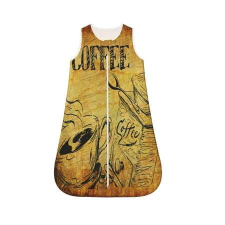 

Honeii Coffee Vintage Print Unisex Babies Sleepbag Wearable Blanket Baby Sleeveless Sleeping Bag-Large