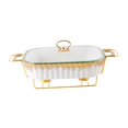 thumbnail image 4 of Olla de cerámica para hornear, rectangular, con soporte, para calentar sopa, plato para comida, bandeja para bufé, plato para calentar comida para pulgadas, 4 of 8