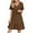 Brown, variant on Yghzkop Womens Dresses Boho High-Low Hem Lace Trim Maxi Dress Loose V-Neck Pleated Summer Beach Cover-Up High Waist Bohemian Dress