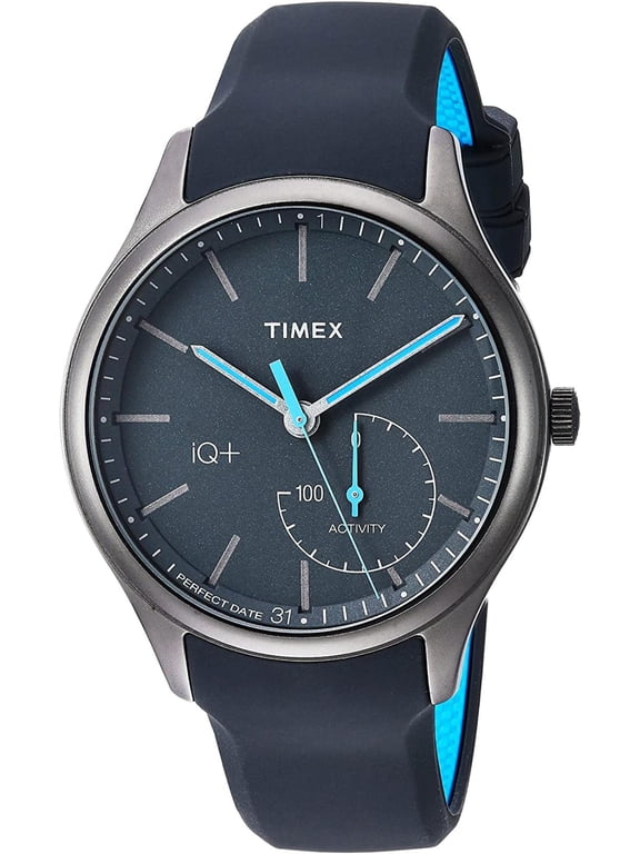 Men's TW2P94900 IQ+ Move Activity Tracker Gray/Black/Blue Silicone Strap Smartwatch
